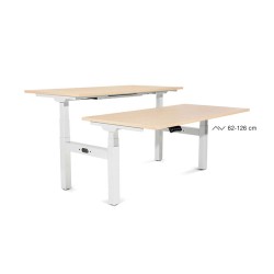 Mesa rocada doble regulable en altura electricamente 160x163 cm regulable color blanco / haya