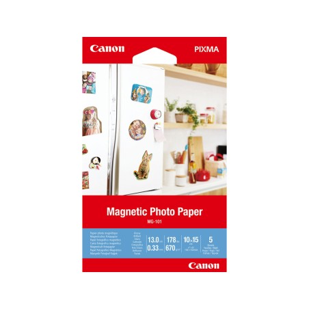 2 Unidades - Papel magnetico canon mg-101 10x15 cm pack de 5 hojas