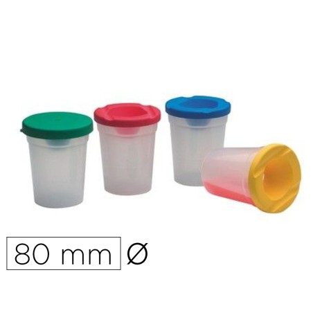 10 Unidades - Bote faibo mezclador de pinturas inderramable con tapa colores alto 95 mm diametro 80 mm