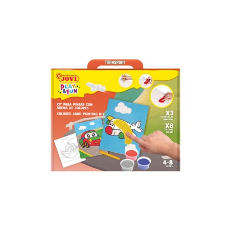 Juego jovi play&fun pinta con arena de colores vehiculos