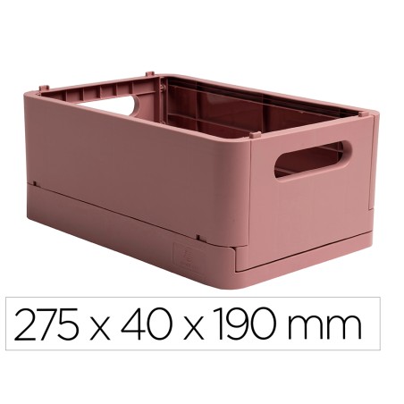 Caja multiusos exacompta smart case din a5+ plastico reciclado plegable color rosa viejo 275x40x190 mm