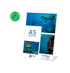 Expositor sobremesa archivo 2000 petg flexible en forma de l din a5 vertical 55x150x210 mm