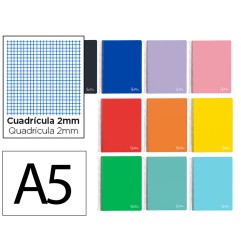 Cuaderno espiral liderpapel a5 witty tapa dura 80h 90gr milimetrado 2mm colores surtidos