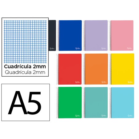 Cuaderno espiral liderpapel a5 witty tapa dura 80h 90gr milimetrado 2mm colores surtidos