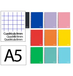Cuaderno espiral liderpapel a5 witty tapa dura 80h 90gr cuadro 8mm con margen colores surtidos