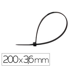 Brida q-connect color negro 200x3,6 mm bolsa de 100 unidades