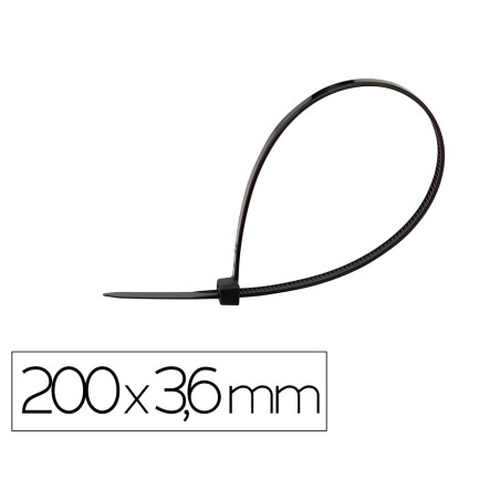 Brida q-connect color negro 200x3,6 mm bolsa de 100 unidades