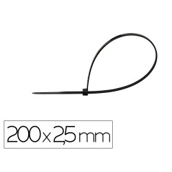 Brida q-connect color negro 200x2,5 mm bolsa de 100 unidades