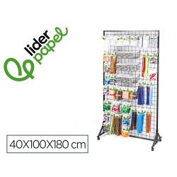 Expositor liderpapel metalico para productos de manualidades con 373 unidades surtidas 40 ganchos y 3 bandejas