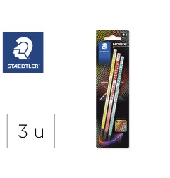 Lapices de grafito staedtler norix con forma inteligente hb blister de 3 unidades colores surtidos