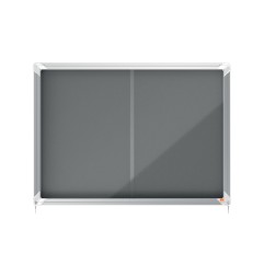 Vitrina de anuncios nobo premium plus fieltro gris con puerta corredera 8 x din a4 925x668 mm