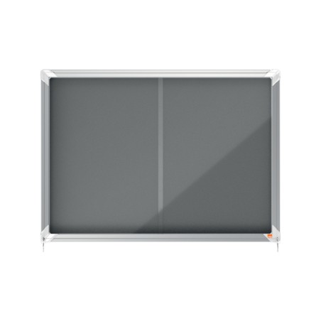 Vitrina de anuncios nobo premium plus fieltro gris con puerta corredera 8 x din a4 925x668 mm