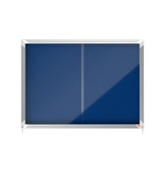 Vitrina de anuncios nobo premium plus fieltro azul con puerta corredera 8 x din a4 925x668 mm