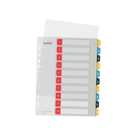 15 Unidades - Separador leitz cosy numerico 1-10 imprimible polipropileno din a4 multitaladro