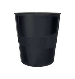 6 Unidades - Papelera plastico leitz wow color negro 15 litros