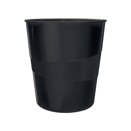 6 Unidades - Papelera plastico leitz wow color negro 15 litros
