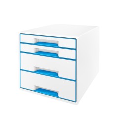 Fichero cajones sobremesa leitz wow desk cube 4 cajones color azul/blanco 287x270x363 mm