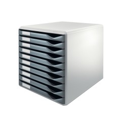 Fichero cajones sobremesa leitz para formularios 10 cajones color gris oscuro/gris 285x290x355 mm