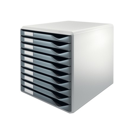 Fichero cajones sobremesa leitz para formularios 10 cajones color gris oscuro/gris 285x290x355 mm