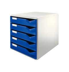 Fichero cajones sobremesa leitz para correspondencia 5 cajones color azul/gris 285x290x355 mm