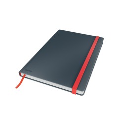 Cuaderno con gomilla leitz tapa dura b5 80 hojas cuadricula color gris