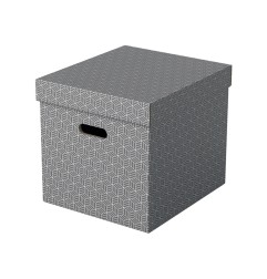 Caja de almacenamiento esselte carton con asas color gris 365x320x315 mm pack de 3 unidades