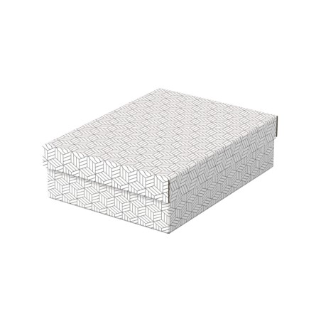 Caja de almacenamiento esselte carton con asas color blanco 360x265x100 mm pack de 3 unidades