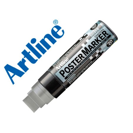 Rotulador artline poster marker epp-20 punta rectangular 20 mm color plata
