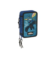 Plumier escolar safta triple 37 piezas como entrenar a tu dragon 195x125x55 mm