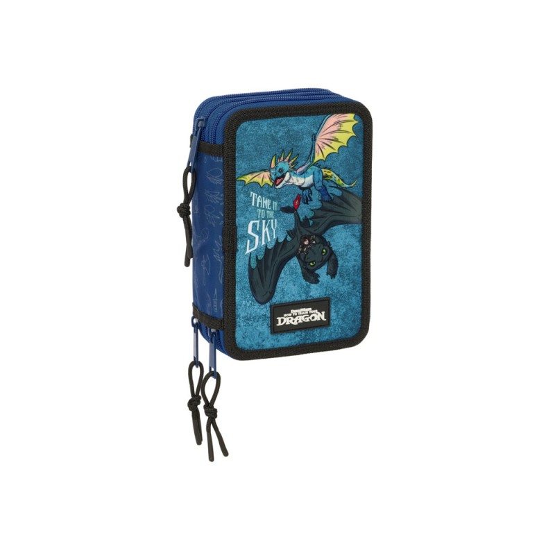 Plumier escolar safta triple 37 piezas como entrenar a tu dragon 195x125x55 mm